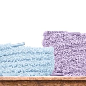 SLAACE LACES TWO PACK OF FUZZY LACES IN PASTEL COLORS LAVENDER AND SKY BLUE 15mm